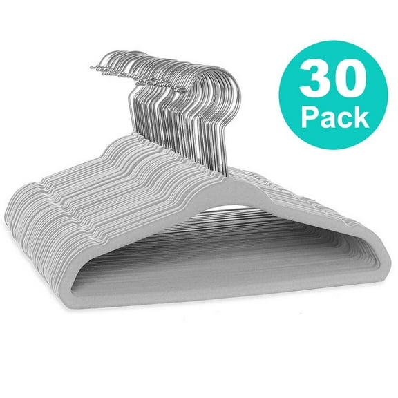 Premium Durable Hangers, Household Reusable Clothes Hanger, for Jackets, Pants, & Dresses Clothes, Gray, 30PC