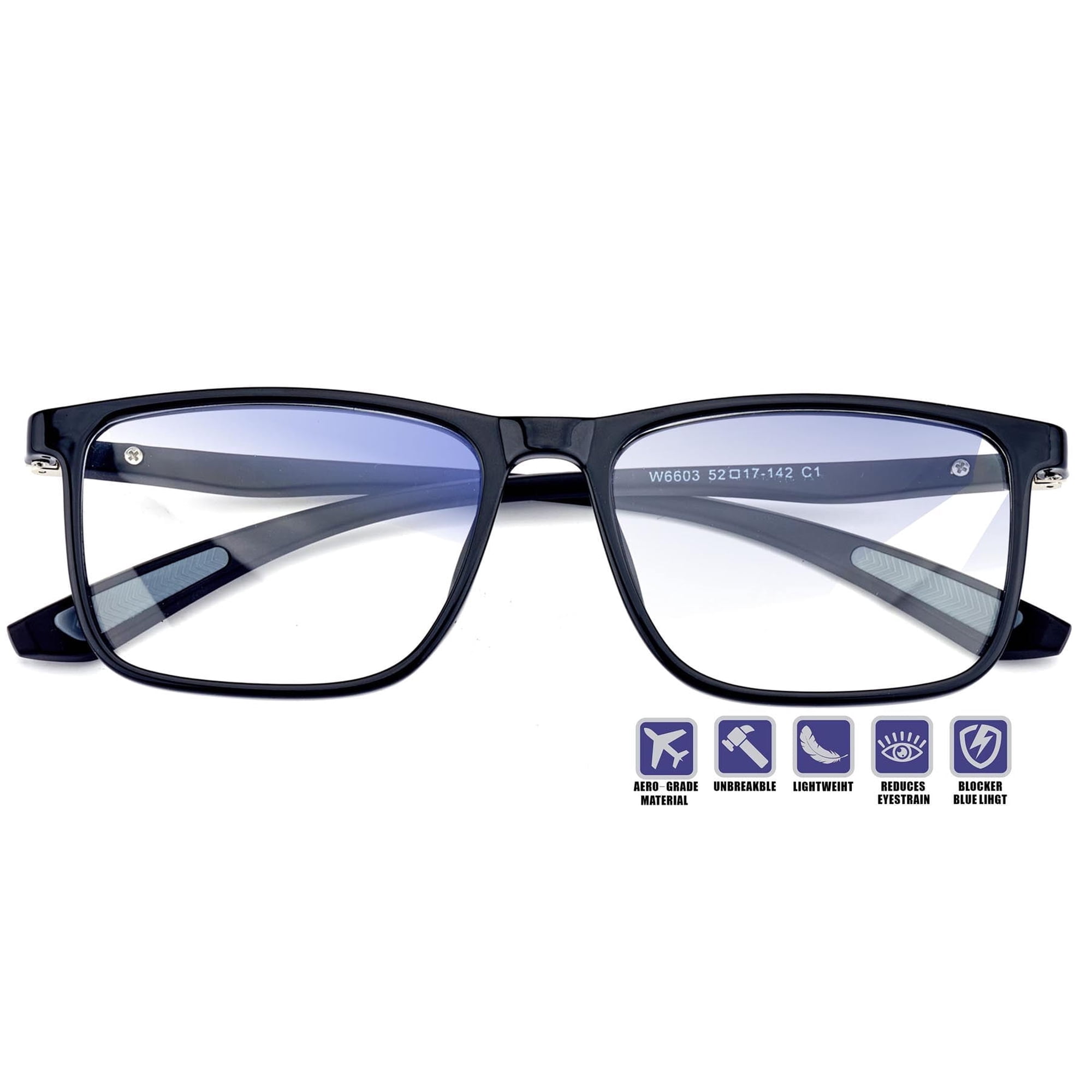 Nearsighted Distance Glasses for Men Oversized Near Sighted Vision Driving See Far Vision Eyeglasses Large Non Prescription Myopia Farsighted Eyewear Wide Blue Light Nearsightedness Frame -1.0