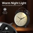 thumbnail image 4 of Reloj Despertador Analógico JALL de Doble Campana, 10 cm con Luz Nocturna, Negro, 4 of 7