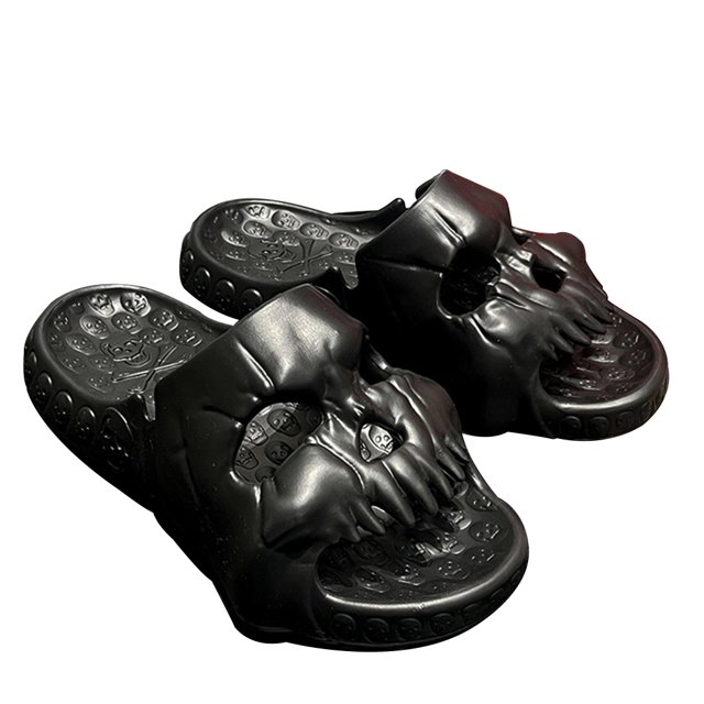 Skull Beach Slide Platform Punk Flip Flop Zapatos casuales de verano para interiores y exteriores JShteea El nuevo