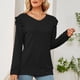 thumbnail image 2 of Sudadera Para Mujer Otoño Sudaderas Casual Sólido Manga Larga Volantes Sudadera Con Capucha Cuello en V Camiseta Blusa Odeerbi  ODB151087, 2 of 7