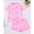thumbnail image 2 of Emy Dola S-2XL Women Summer Pajamas Set Short Sleeve Button Down Loungewear Sets 2 Pieces Pjs Set Bowknot Valentine's Sleepwear, 2 of 7