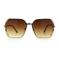 thumbnail image 4 of Womens Rimless Metal Rim Rectangle Butterfly Luxe Fashion Sunglasses Gold - Brown, 4 of 8