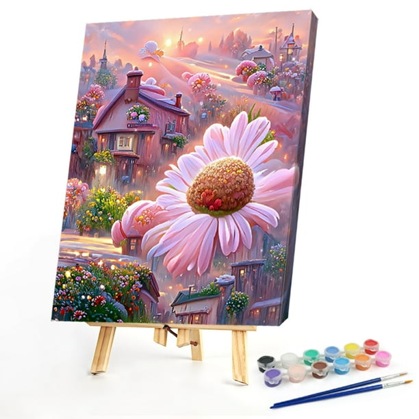 Cuadros Decorativos Dream Garden pintura al óleo por números Kit DIY pintura acrílica arte sin marco (H011) Ehuebsd embutido en tela