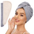thumbnail image 1 of Gorro de ducha grueso de vellón de coral para mujer, gorro envolvente para el cabello, gorro absorbente de agua para cabello seco, 1 of 3
