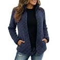 thumbnail image 2 of CUZIBR Women Winter Jacket Zip Up Long Sleeve Fuzzy Wool Coat Stand Collar Loose Casual Cazy Thick Warm Soft Outerwear For Fall Winter,Blue,L, 2 of 4