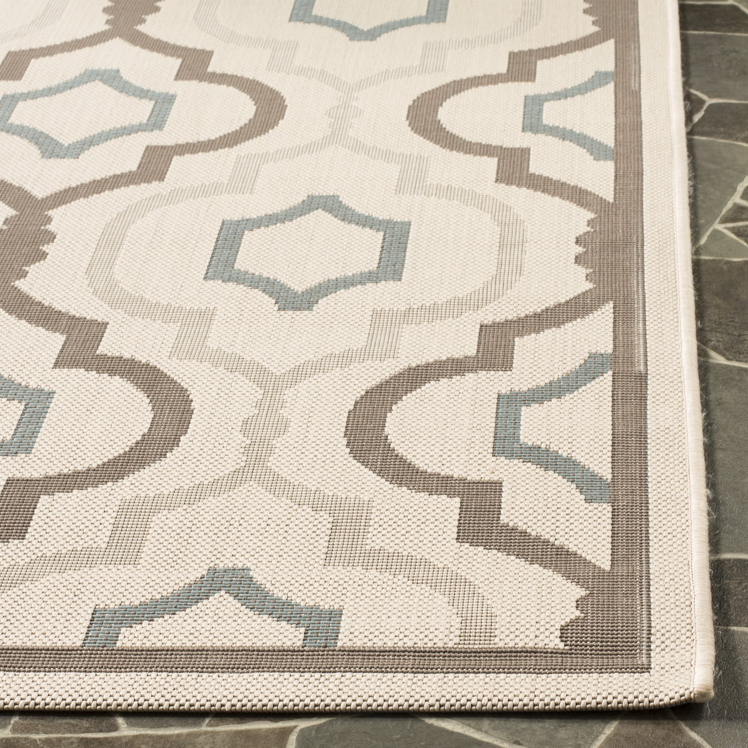 Safavieh Courtyard Bayon Geometric Indoor/Outdoor Area Rug, Beige/Dark Beige, 6'7" x 9'6"