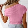 thumbnail image 6 of T-Shirt for Women One Shoulder Short Sleeve Fashion Slim Fit Metal Ring Detail Solid Soft Stretchy Fabric Casual Streetwear Summer Top, 6 of 9
