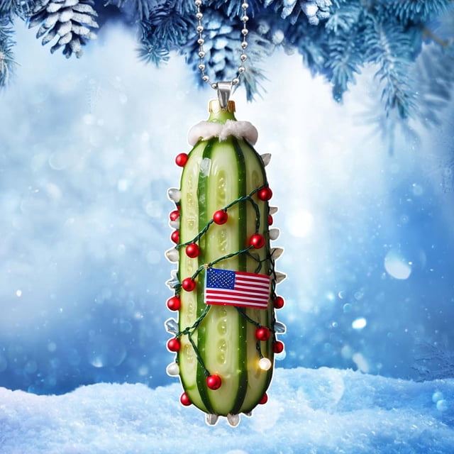 Adorno navideño acrílico con forma de pepino | Lindo adorno para el árbol de Navidad | Colgante transparente para el árbol de Navidad, el coche o para envolver regalos