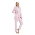 thumbnail image 1 of Conjunto de Pijamas de Franela para Mujer 100% Algodón PJs para Mujer Ropa de Descanso Manga Larga Botón Cintura con Cordón Ropa de Dormir Cálida Rosa Cielo Tie-Dye M, 1 of 6