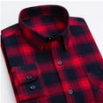 thumbnail image 5 of JUUYY Flannel Shirt for Men Casual Button Down Work Soft All Cotton Lightweight Flannel Mens Plaid Shirts Long Sleeve Red M, 5 of 5