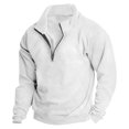 thumbnail image 2 of Leey-World Men's Quarter Zip Fleece Pullover, Stand Collar Thermal Long Sleeve Sweatshirt for Outdoor Casual Hiking(White,L), 2 of 3
