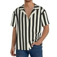 thumbnail image 1 of Fotbe Black And White Thick Stripes Camisa Estampada de Manga Corta para Hombre, Casual de Verano, Estilo Playero, Sin Arrugas-XX-Large, 1 of 5