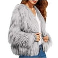 thumbnail image 2 of BLTIBY Fur Coat for Women,Faux Furry Cropped Fluffy Jacket Winter Fall Open Front Coats Shaggy Warm Elegant Comfy Long Sleeve Outerwear 2024 Gray XL, 2 of 8
