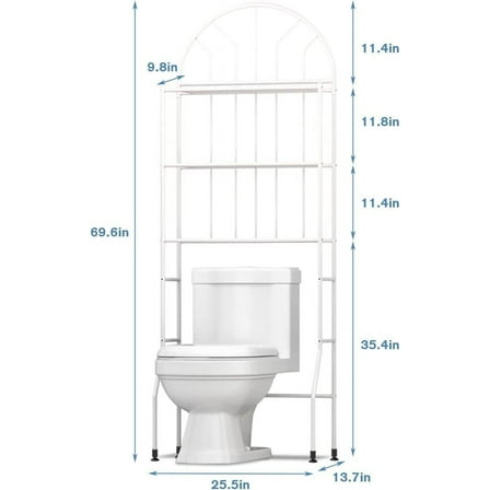 Over The Toilet Storage, Bathroom Organizer, 3-Tier White Bathroom Shelf Space Saver, Freestanding Bathroom Toilet Storage Rack Cabinet Shelves