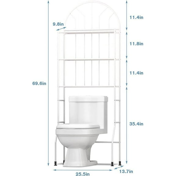 Over The Toilet Storage, Bathroom Organizer, 3-Tier White Bathroom Shelf Space Saver, Freestanding Bathroom Toilet Storage Rack Cabinet Shelves