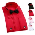 thumbnail image 3 of Tuxedo Dress Shirt, Elastic Skin Friendly Pleated Formal Pure Color Wing Tip Collar Shirt For Performance For Men ANGGREK Otros, 3 of 5