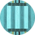 thumbnail image 1 of Ahgly Company Indoor Round Abstract Light Blue Contemporary Area Rugs, 6' Round, 1 of 4
