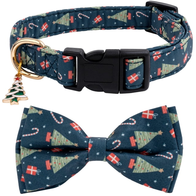 Collar navideño de algodón con pajarita para perros pequeños y grandes
