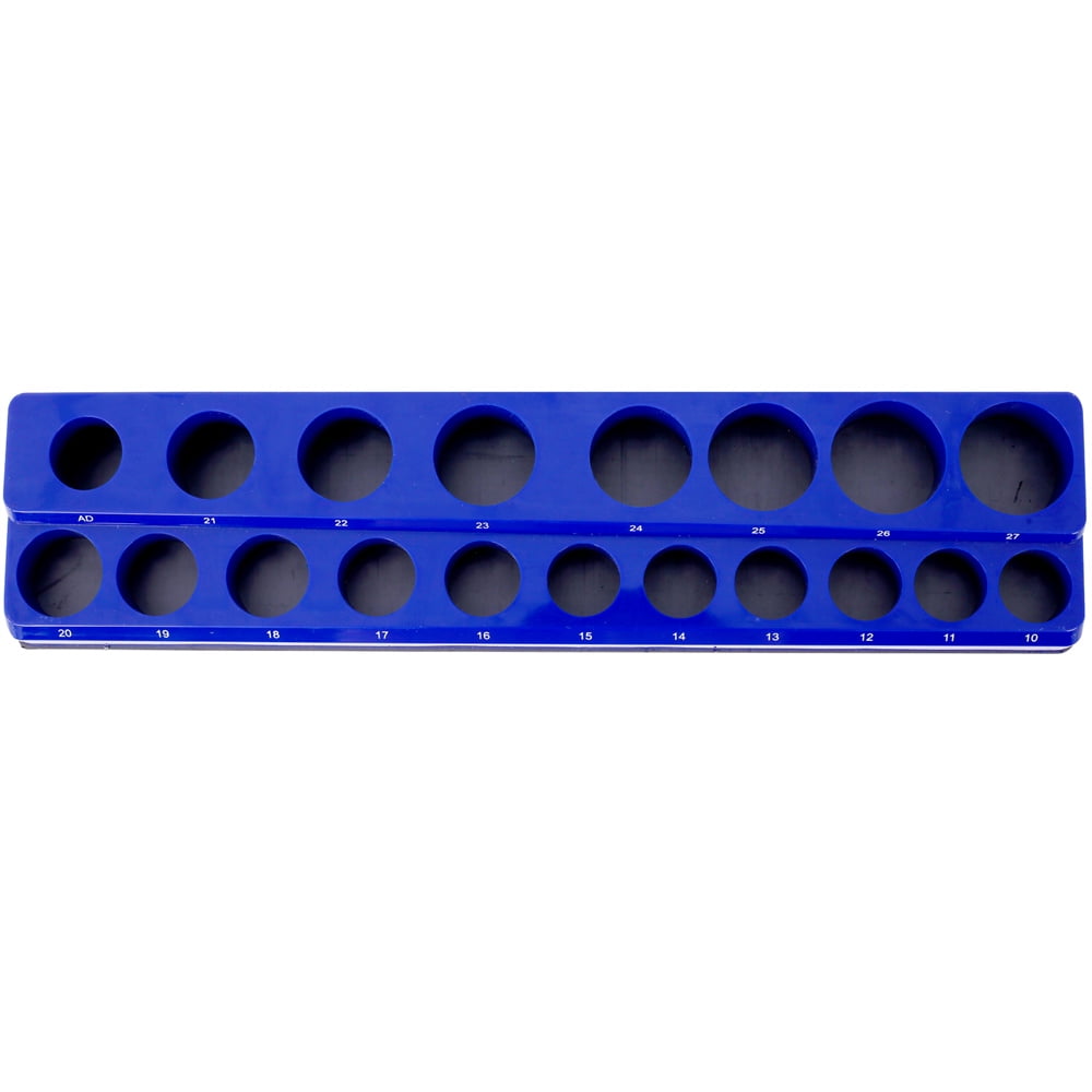 3 Piece Magnetic Socket Organizer Set, 1/2", 1/4" and 3/8" Socket Holder Kit, Attaches to Steel Box / Tool