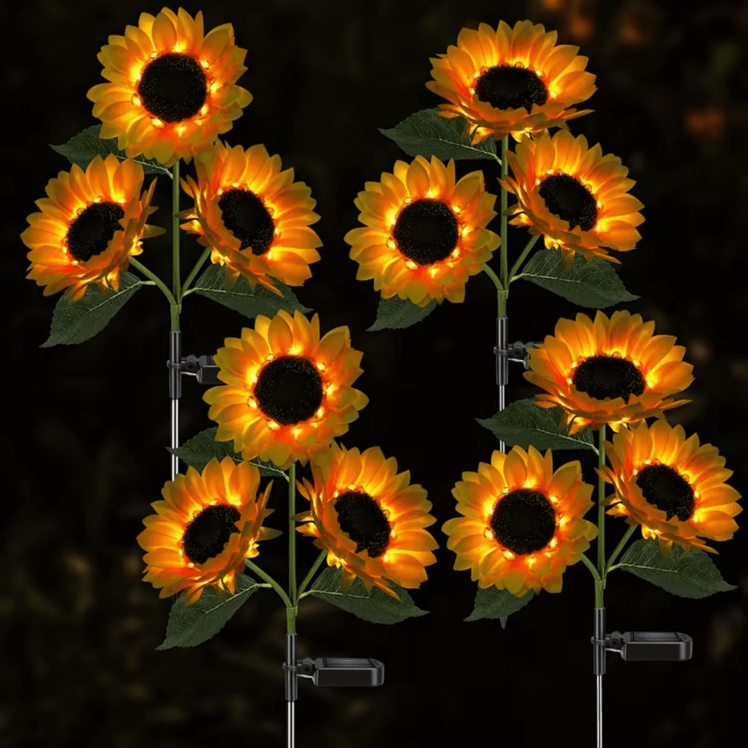 2 Sets Solar Sunflower Lights, Solar Garden Lights, Outdoor Ip44 Waterproof Solar Pole Lights With Realistic Flower Patterns, For Backyard, Flower Beds, Sidewalks, Terraces, Porches