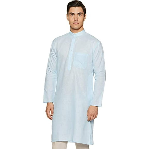 Royal Kurta Mens Khadi Linen Cotton Kurta Firozi