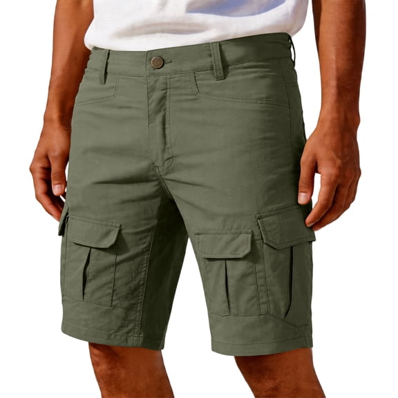 Homeyce Men's Cargo Shorts Multi Pocket Elastic Waist Short Pants Button Down Ripstop Straight Leg Camo Cargo Short Relaxed Fit Outdoor Hiking Camo Stretch Bermuda Short,Green 4XL