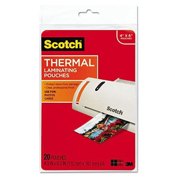 Scotch TP590020 Photo Size Thermal Laminating Pouches, 5 mil, 6 x 4, 20/Pack