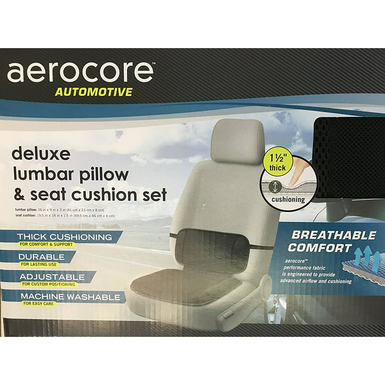 Aerocore Automotive Black Deluxe Car Lumbar Pillow & Cushion set