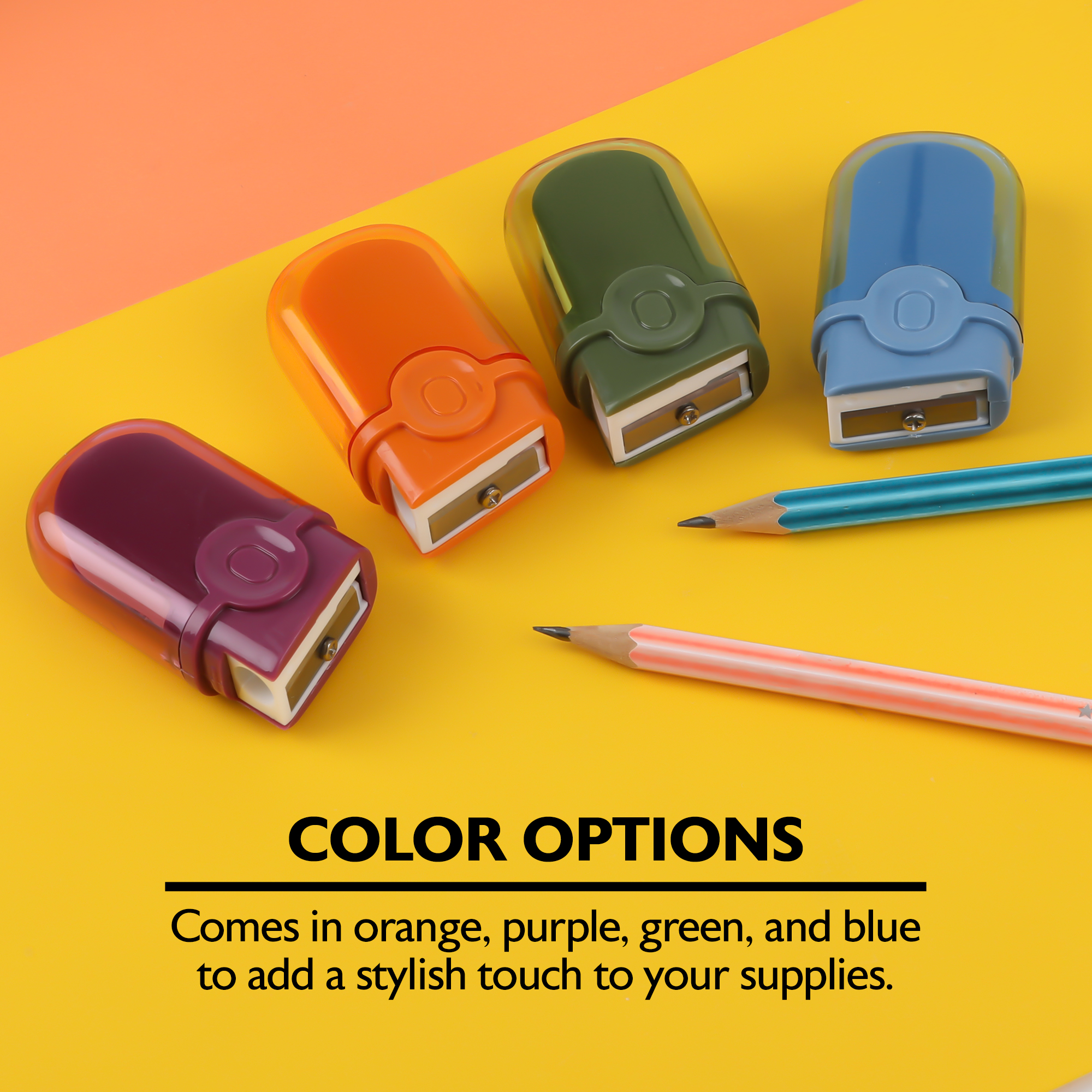 BAZIC Products Manual Pencil Sharpeners with Eraser, 144 Pack, Compact Small Colorful Erasers, One Hole