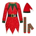 thumbnail image 4 of Elf Baby Boy Outfit Long Sleeve Dress Hat Belt and 1 Pair of Socks Set Kids Christmas Outfit Dress Up Clothes 5-6 Years, 4 of 7
