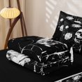 thumbnail image 6 of Homewish Grunge Skull Skeleton Zipper Full Size Comforter Sets with Fitted Sheet and 2 Pillowcases,Halloween Spider Web Zipper Bedding Set,Floral Bed Set,Black Reversible,4pcs, 6 of 8