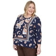 thumbnail image 3 of Alfred Dunner Womens Plus-Size Paisley Border Braid Neck Top, 3 of 6