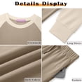 thumbnail image 6 of MOSHU Two Piece Sets for Women Casual Fall Travel Vacation Outfits Color Block Long Sleeve Tops and Drawstring Wide Leg Pants with Pokets Lounge Sets, 6 of 10