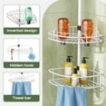thumbnail image 5 of Corner Shower Caddy Tension Pole: Rustproof Bathroom Organizer Shelves for Bathtub Shampoo Accessories Storage Holder - 47-121 Inch Adjust - White, 5 of 14