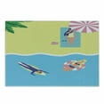 thumbnail image 1 of Graphic Beach Cutting Board, Above Vista Cartoon of Summer Holiday People on Towel Float and Surfboard, Decorative Tempered Glass Cutting and Serving Board, in 3 Sizes, by Ambesonne, 1 of 2