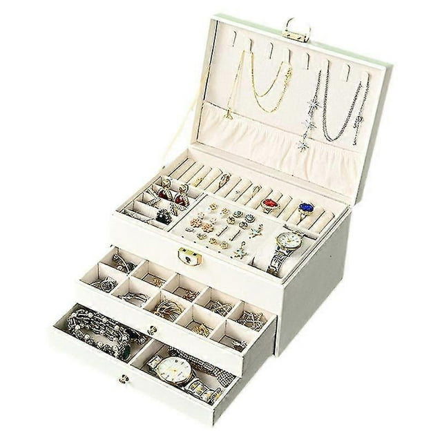 Rinr Pattern -layer Er Jewelry Box With Jewelry Necklace Ring Jewelry Stora Box