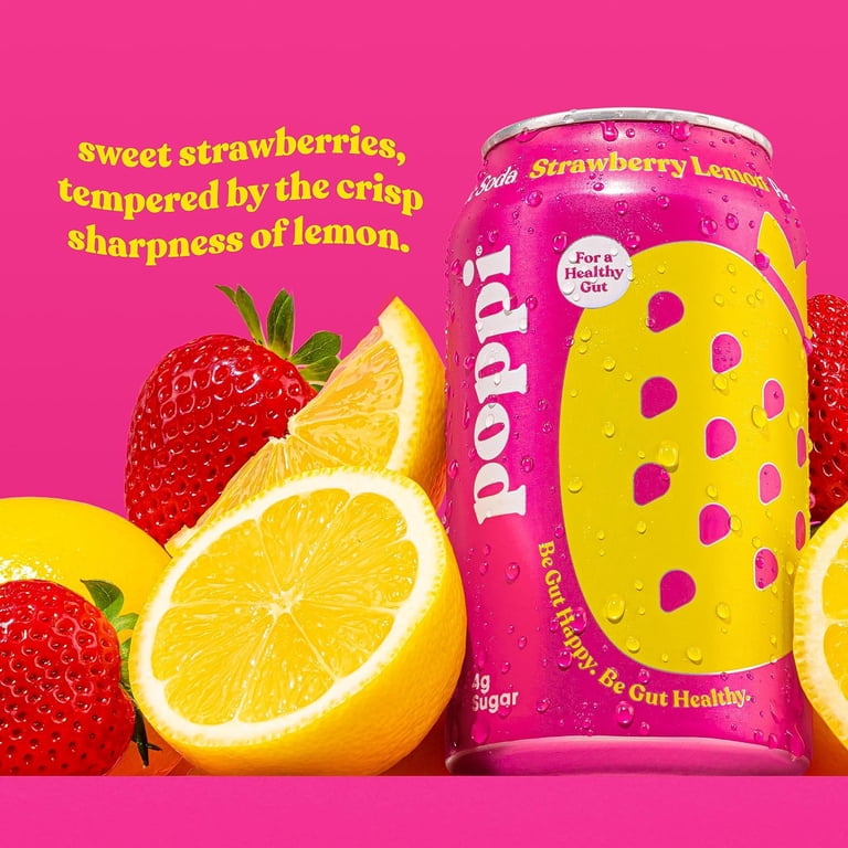poppi Sparkling Prebiotic Soda, Low Calorie, Low Sugar, 12oz, 8
