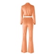 thumbnail image 4 of Unir Casual Velvet 2 Piece Tracksuit For Women, Long Sleeve Zip Crop Top & Elastic Drawstring Flared Pants Soft Plush Loungewear Outfit S-XXXL Plus Size Friendly True To Size, 4 of 6