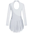 thumbnail image 2 of vastwit Girls Figure Ice Skating Dance Dress Long Sleeve Rhinestone Mesh Splice Mock Neck Leotards White 16, 2 of 5