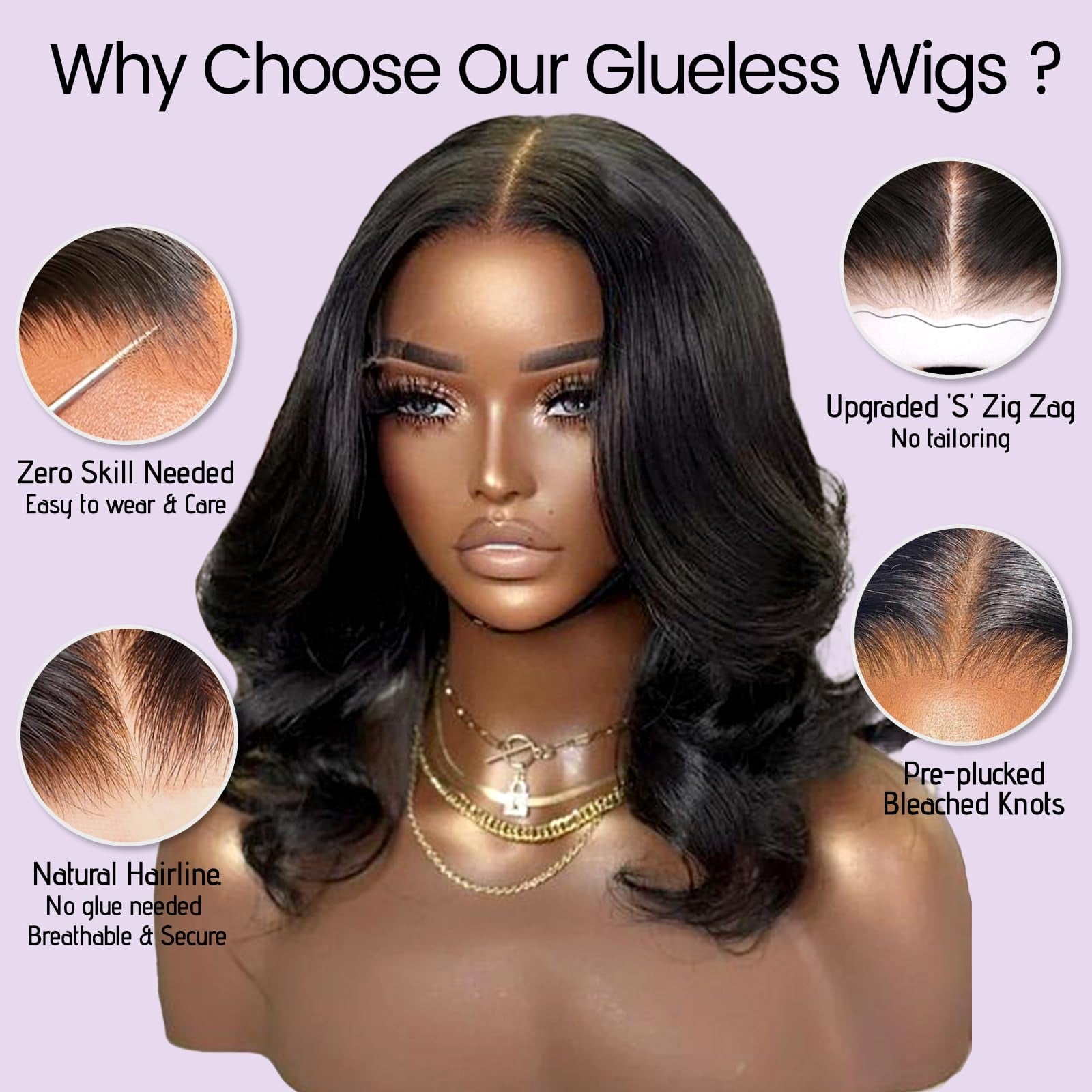 4x4 Wear and Go  Lace Closures Wigs Human Hair Natural Black Color Body Wave  Bob Human Hair Wigs for Black Women  Wet and Wavy Human Hair Bob Wigs ,No glue,easy to wear