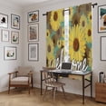 thumbnail image 5 of Spring Daisy Kitchen Curtain for Berdoom Living Room Cafe 72 Inch Length, Green Rustic Botanical Brown Yellow Florals Tiers Curtains Light Filtering Drapes Window Treatment 2 Panels 52"Wx72"L, 5 of 8