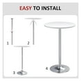 thumbnail image 3 of 39.5-Inch Pub Table, Round Bar Height Cocktail Table, Metal Base Top Obsidian Table with Silver Leg and 23.8-Inch Top for Restaurant, Kitchen, White, 3 of 5