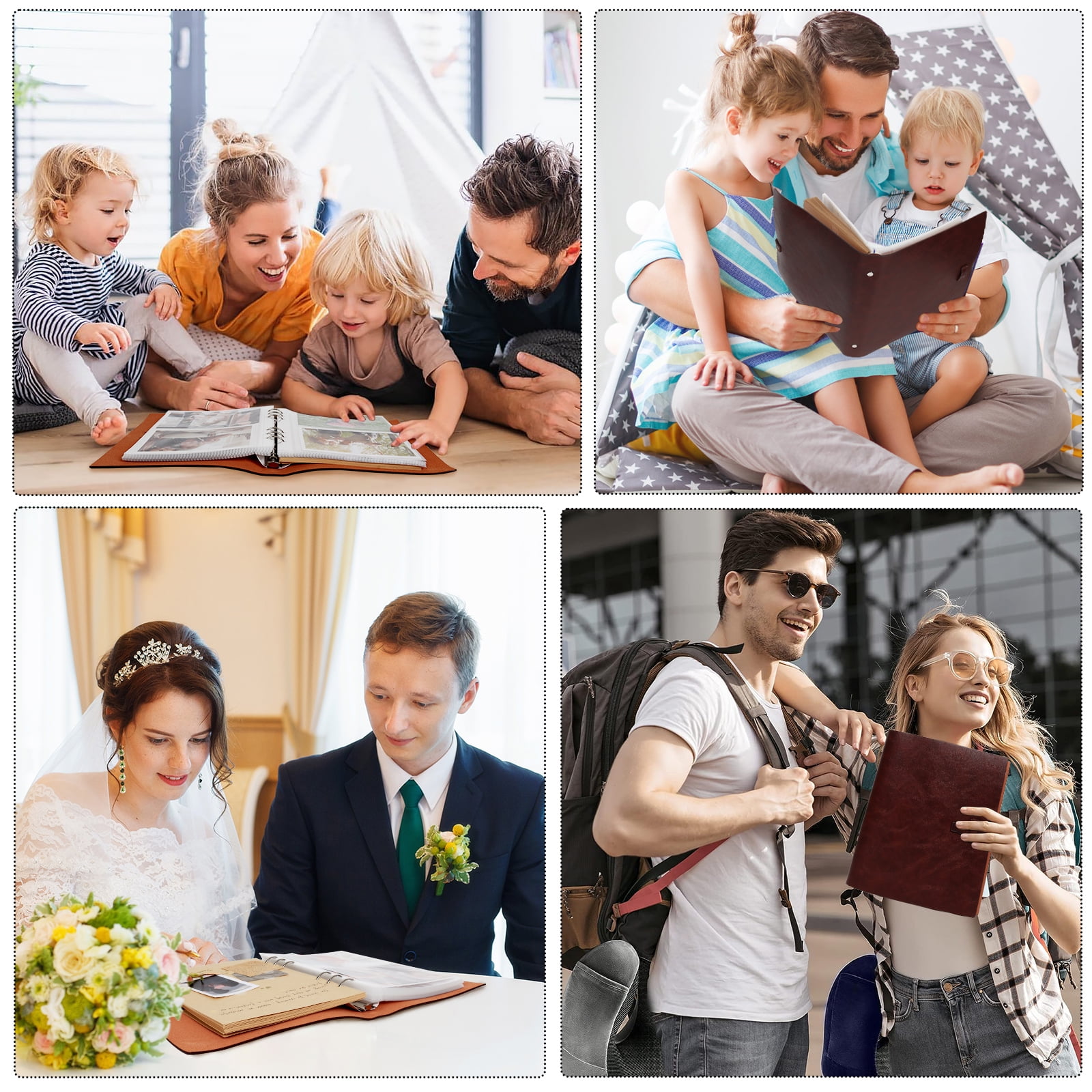 RECUTMS Photo Album Hold 4x6 200 Photos Thick Leather Cover Picture Album with 30 Writing Paper Scrapbook Memory Book Birthday Anniversary (Brown)