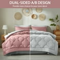 thumbnail image 5 of Bedtreat Full Comforter Sets，7-Pieces Reversible Bedding Sets，Bed in a Bag with Comforter， Flat Sheet and Fitted Sheet, Pillowcases & Shams，Pink/Light Gray, 5 of 8