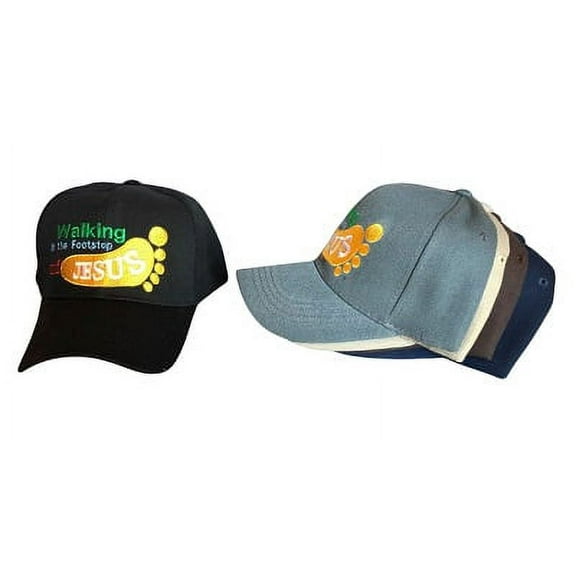 Walking In The Foot Step of Jesus Christian Embroidered Baseball Caps Mixed Color Uni-Sex Style  -- FREE USA Shipping--(CCap325M)