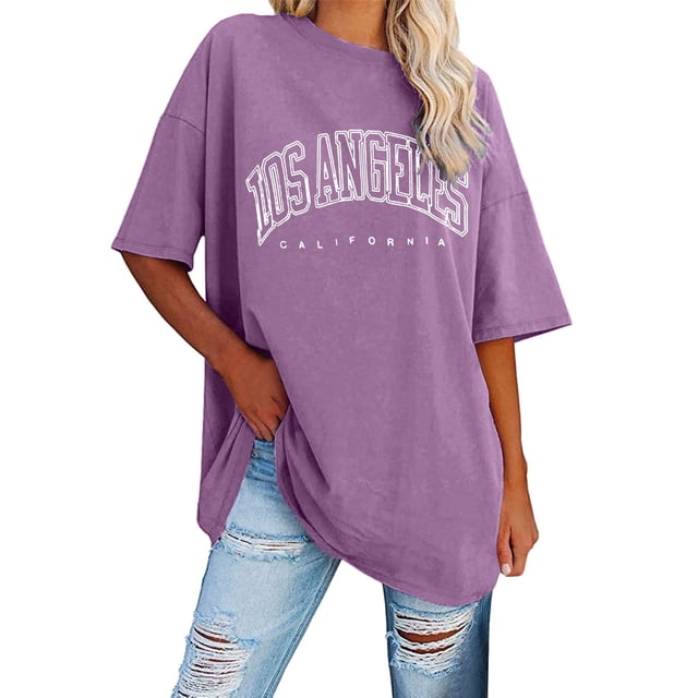 Uinagy T-Shirt Mode Femme Col Rond Grande Taille Manches Courtes Imprimé Lettre