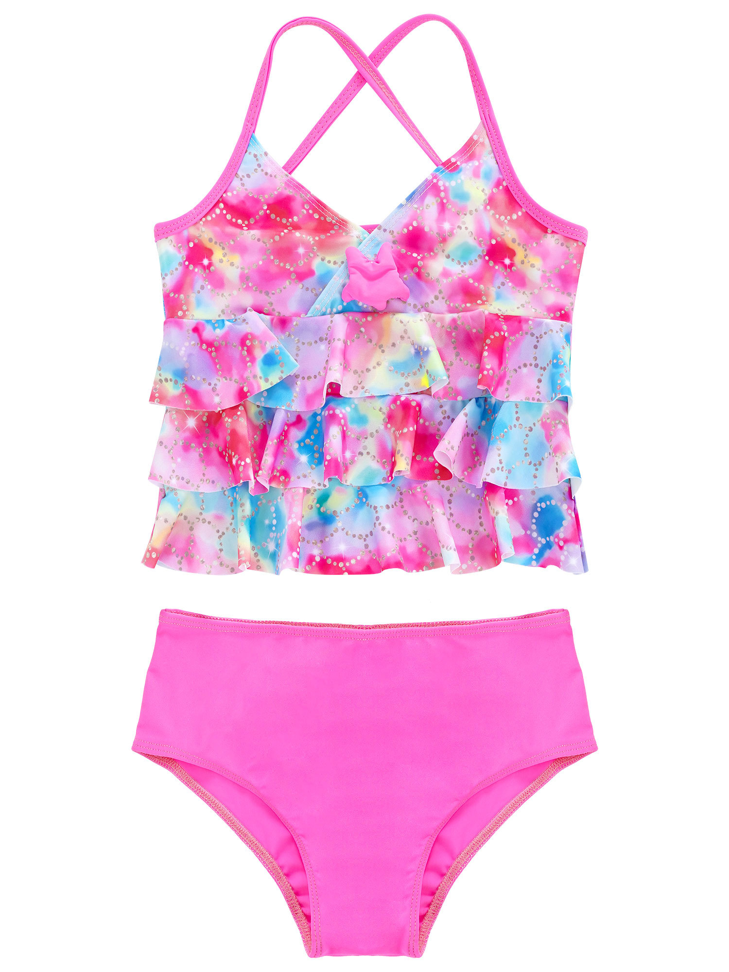 MSemis Big Girls Two Piece Tankini Sets Swimsuit Mermaid Swimwear Top