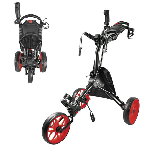 Golf Cart,Push Pull Cart Trolley,3 Folding Cart,Foot Brake,Golf Bag Holder,Cup Holder,Golf Accessories and Best Gifts for Men Women Walmart.com