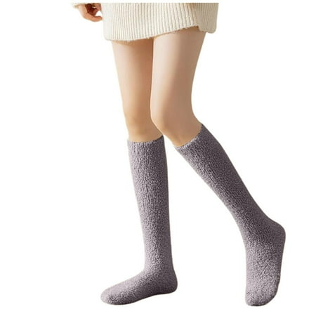 LARUYEKO Coral Velvet Calf Socks for Women in Autumn and Winter Plus Velvet Thickened Home Floor Sleeping Confinement Warm Winter Stockings Dolls Lingerie Footlocker I Heart Raves Sequin Compression